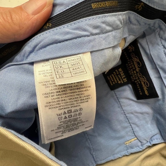 Brooks Brothers Mens Lightweight Chino Stretch Pants 34 Khaki Brown Elliot Fit - Picture 13 of 16